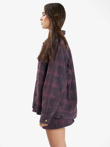 thrills - morgan barrio check jacket- deep plum