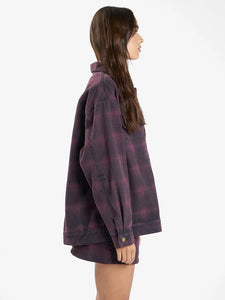 thrills - morgan barrio check jacket- deep plum