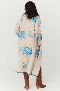 spell - coastal granny maxi cardigan - cornflower