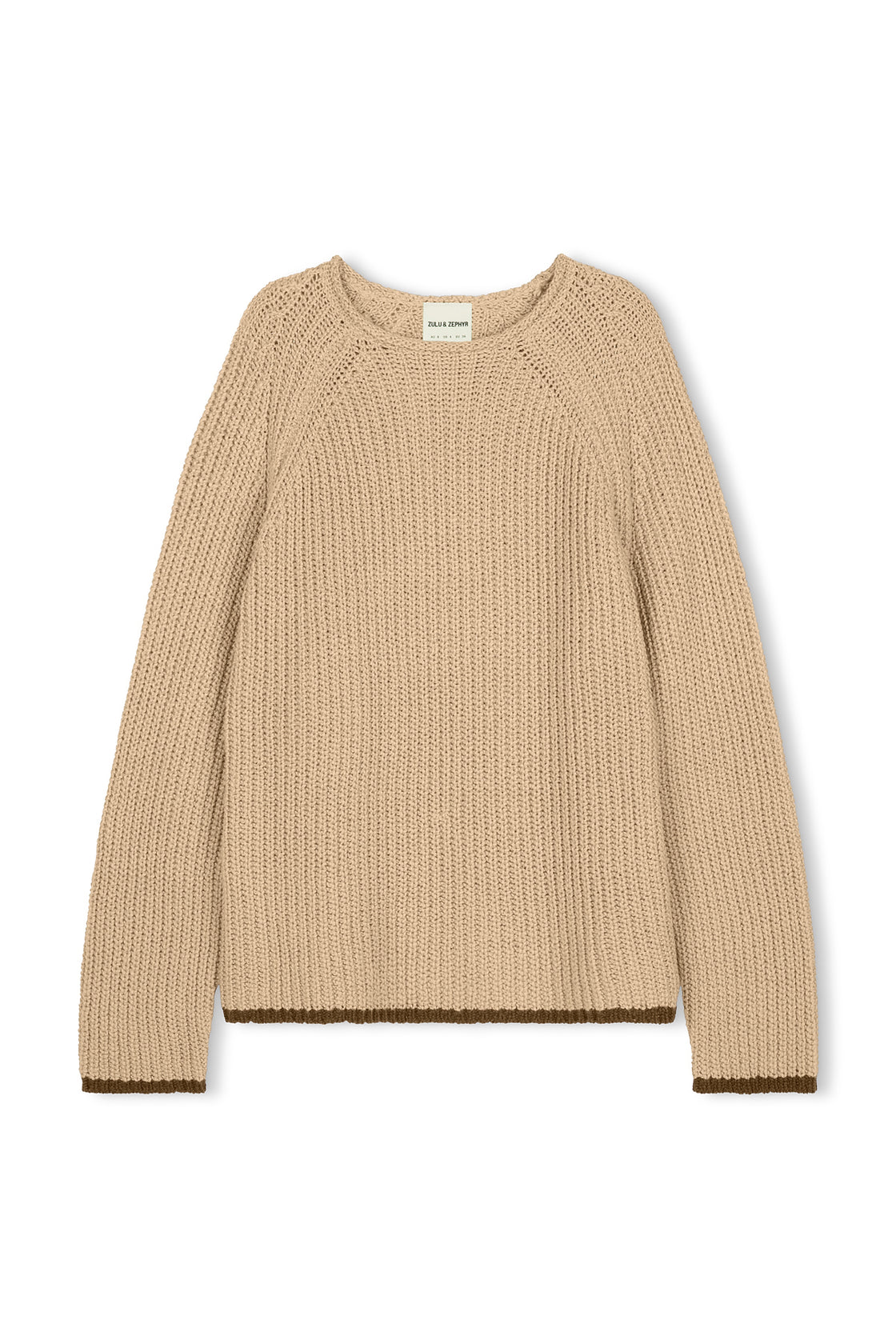 zulu & zephyr - sand contrast rib knit jumper