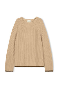 zulu & zephyr - sand contrast rib knit jumper