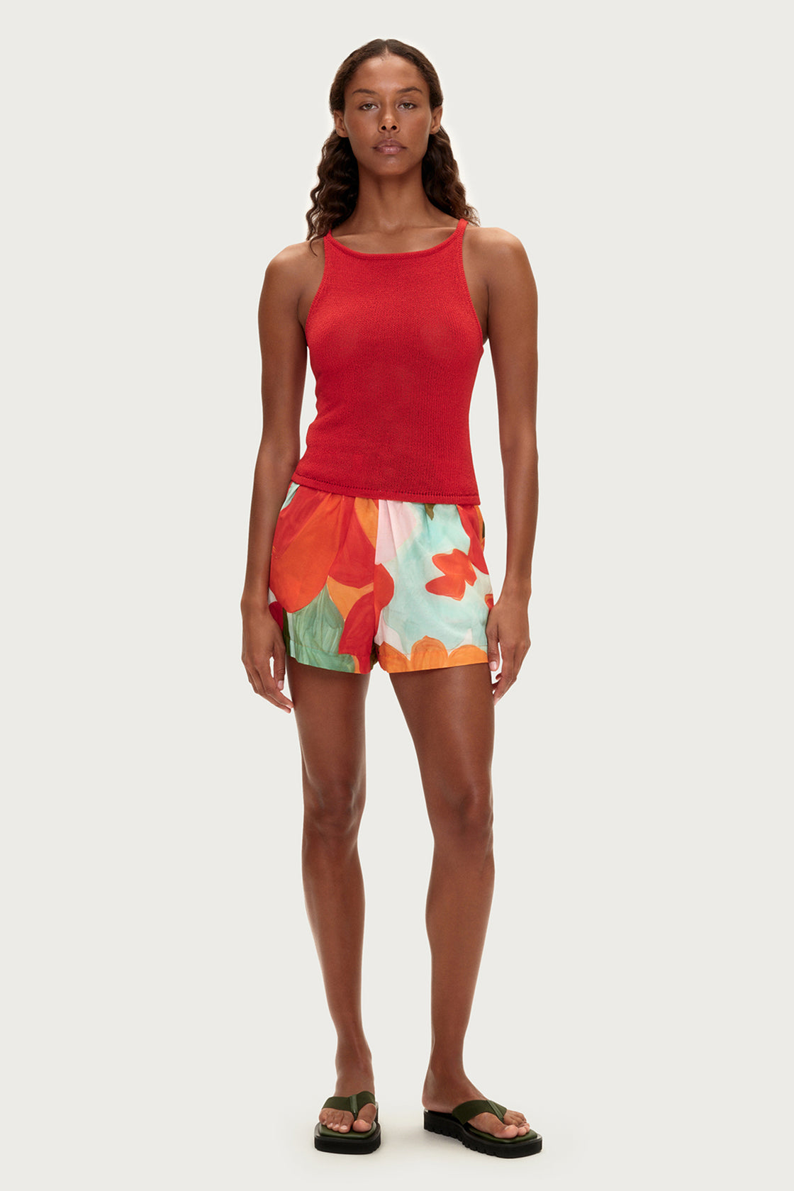 zulu & zephyr - textured knit tank - red