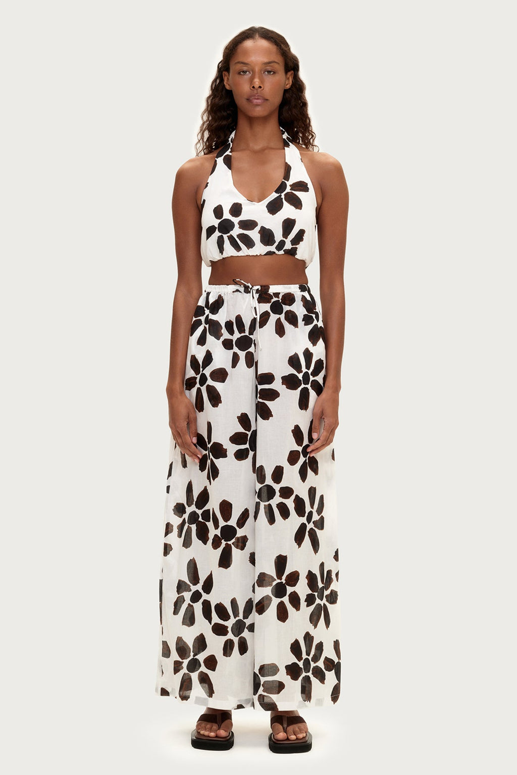 zulu & zephyr - cotton pant - chocolate flower