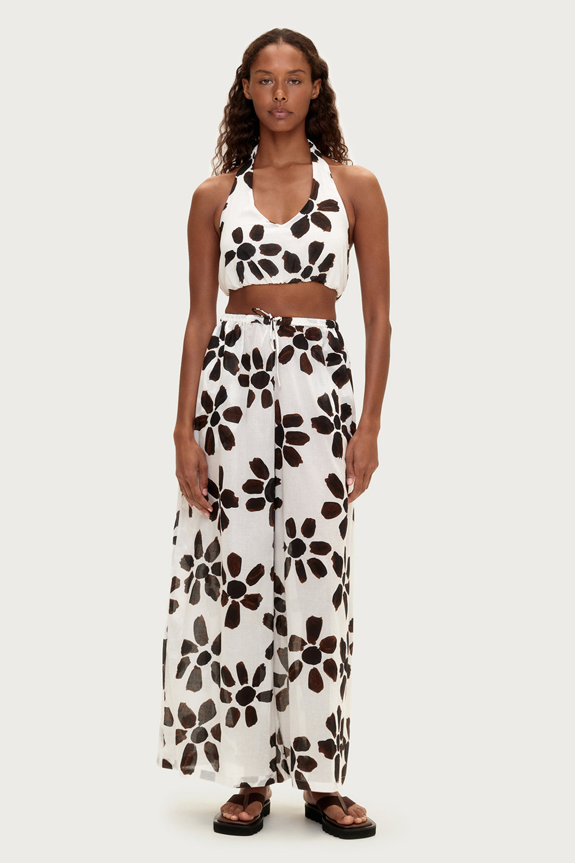 zulu & zephyr - cotton pant - chocolate flower