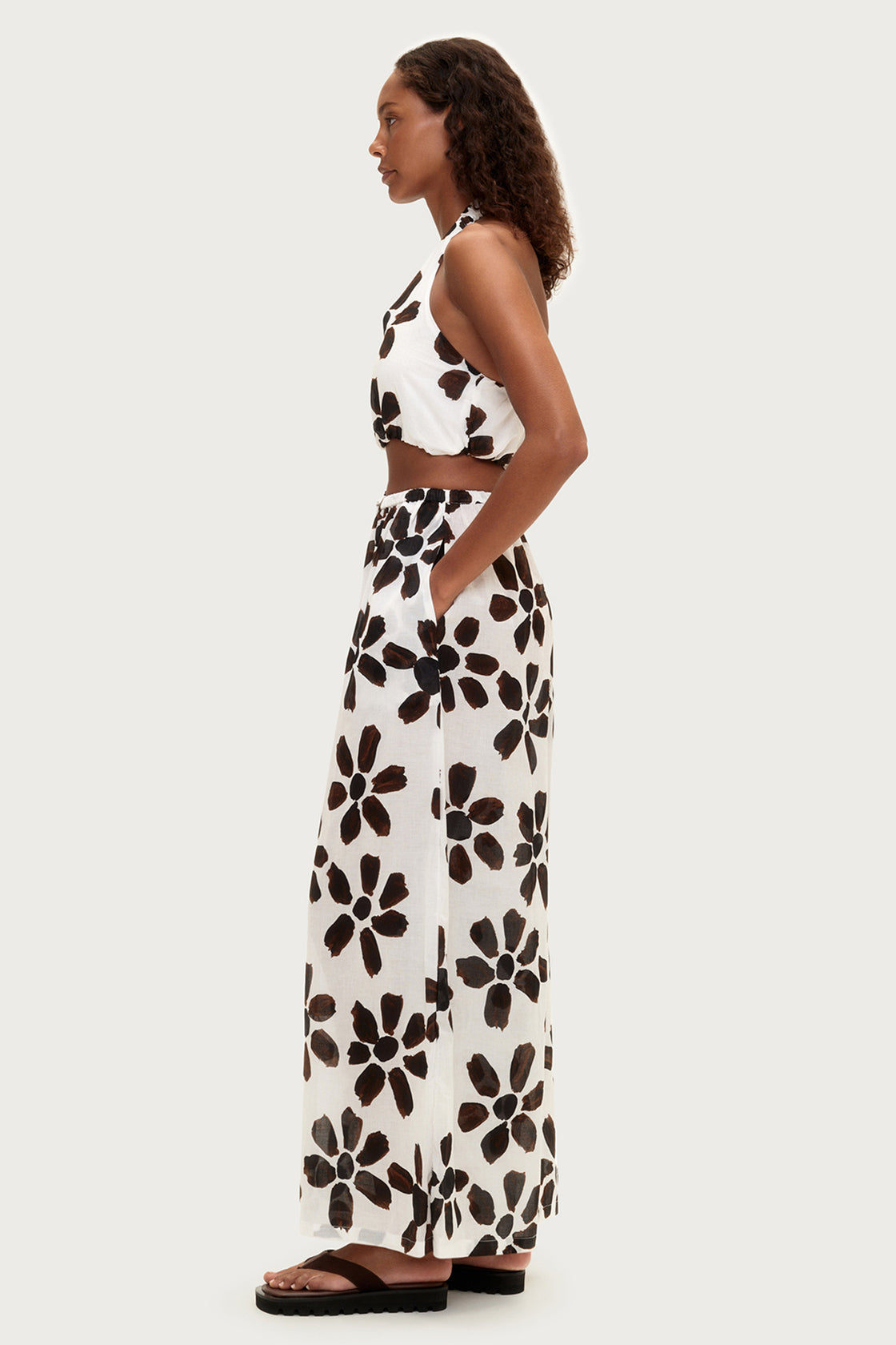 zulu & zephyr - cotton pant - chocolate flower