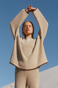 zulu & zephyr - sand contrast rib knit jumper