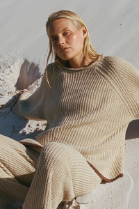 zulu & zephyr - sand contrast rib knit jumper