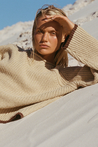 zulu & zephyr - sand contrast rib knit jumper