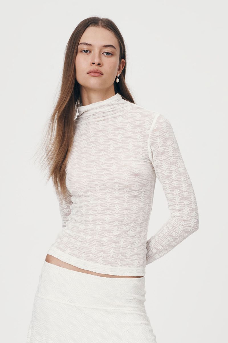 rowie the label - galo flower lace top - creme