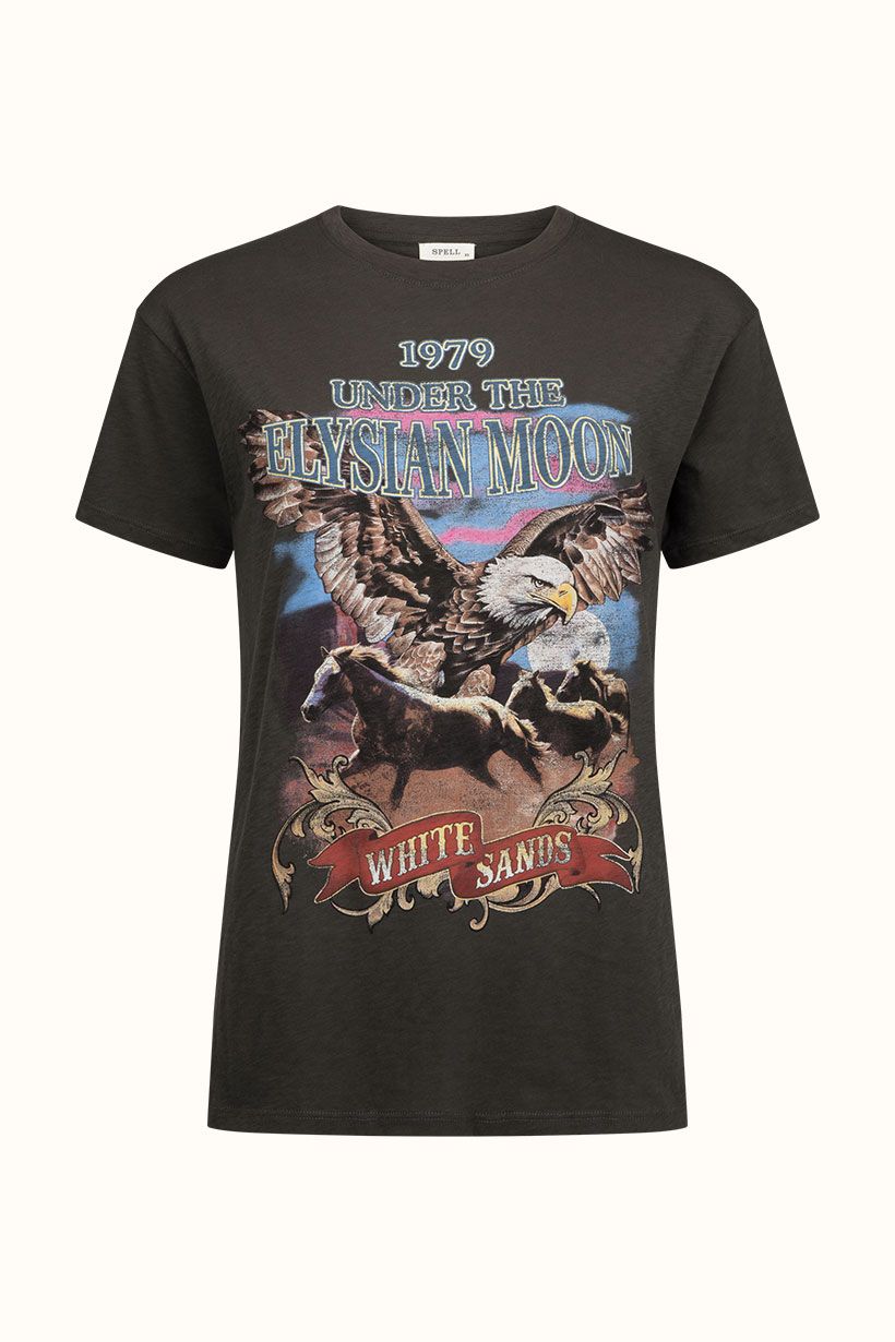 spell - elysian biker tee - charcoal