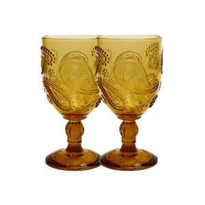 wandering folk - goblet glass set of 2 - amber