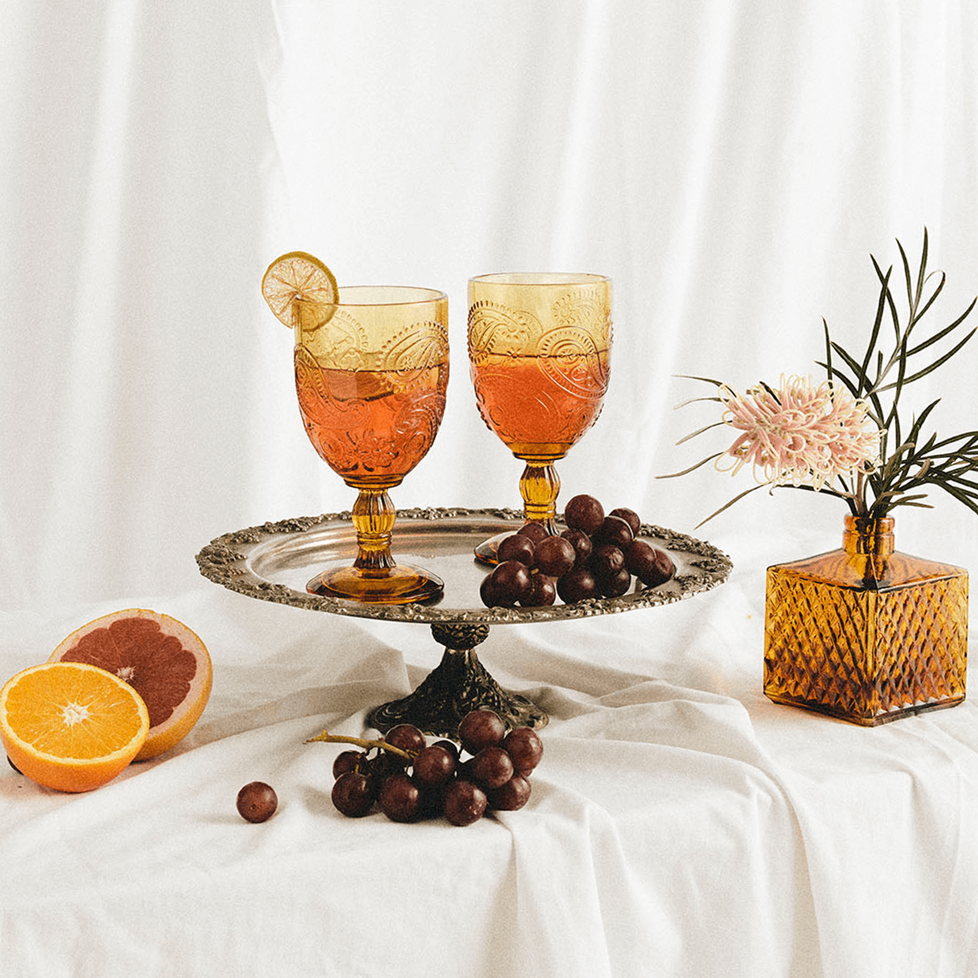wandering folk - goblet glass set of 2 - amber