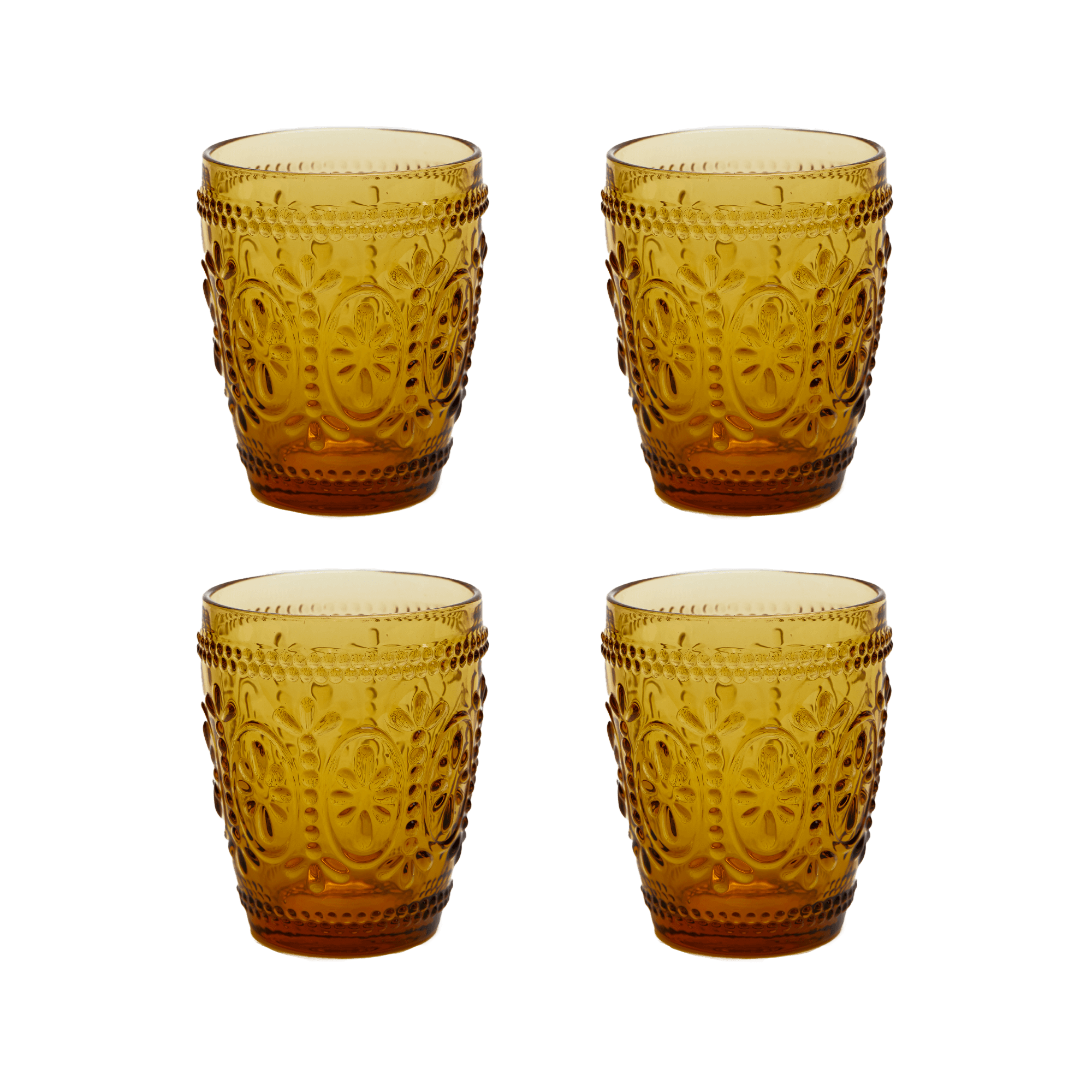 wandering folk - tumbler glass  set of 4 - amber