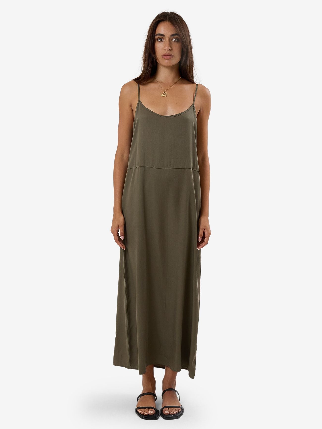 thrills - breezy slip dress - tarmac