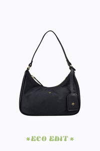 peta & jain - niah scoop shoulder bag - black nylon/gold
