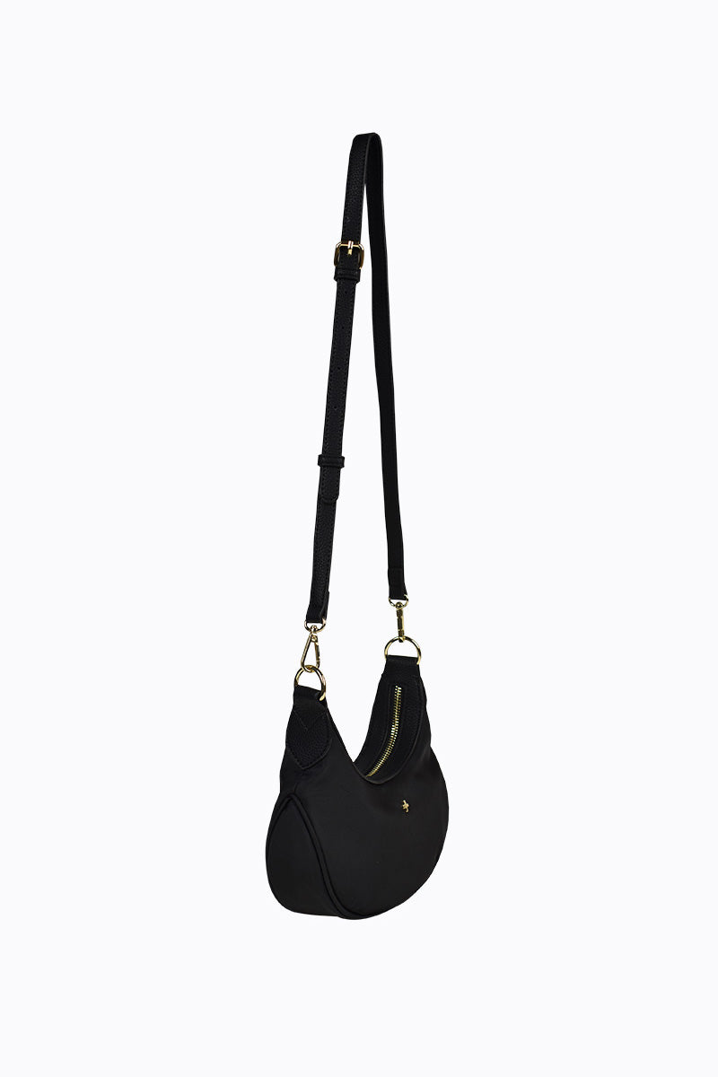 peta + jain - dani scoop crossbody - black nylon/gold