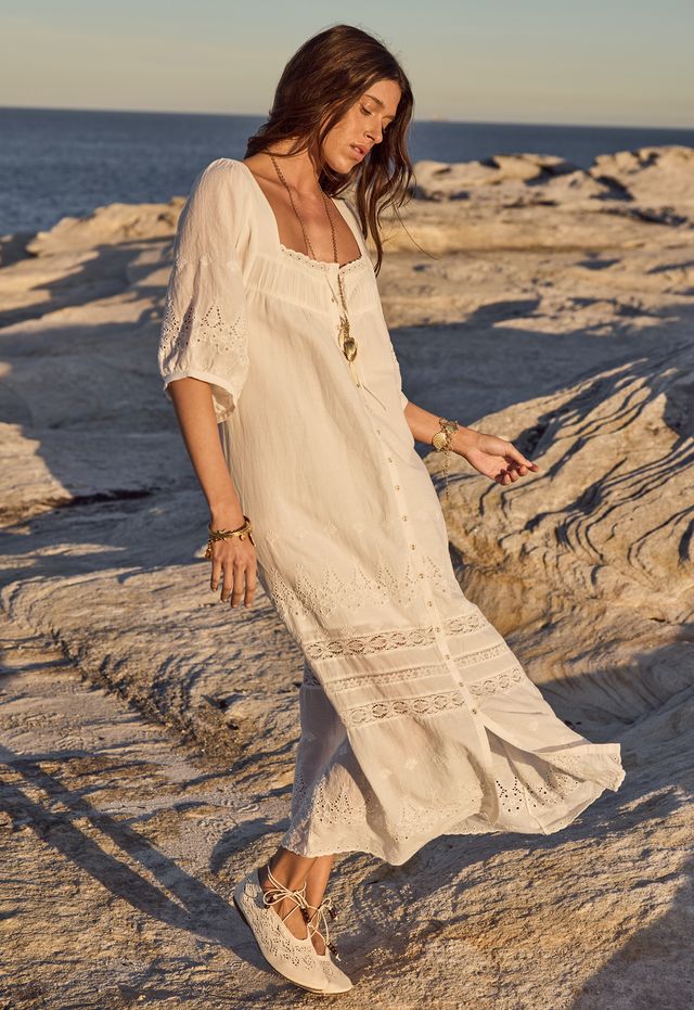 spell - maiden lace midi dress - antique white - the little boutique The Little Boutique spell - maiden lace midi dress - antique white - the little boutique The Little Boutique