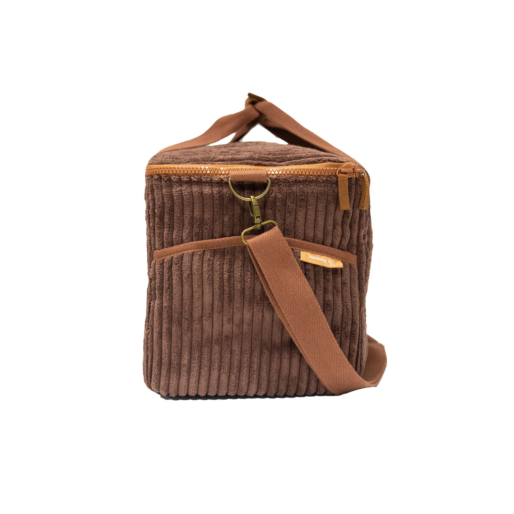 wandering folk - cord large cooler bag - chocolate