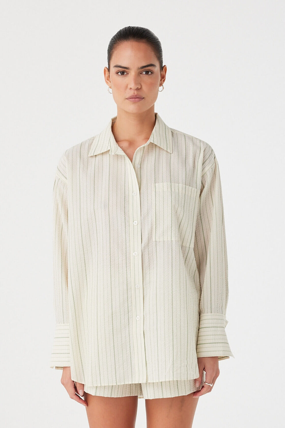 arcaa movement - rae shirt - olive stripe