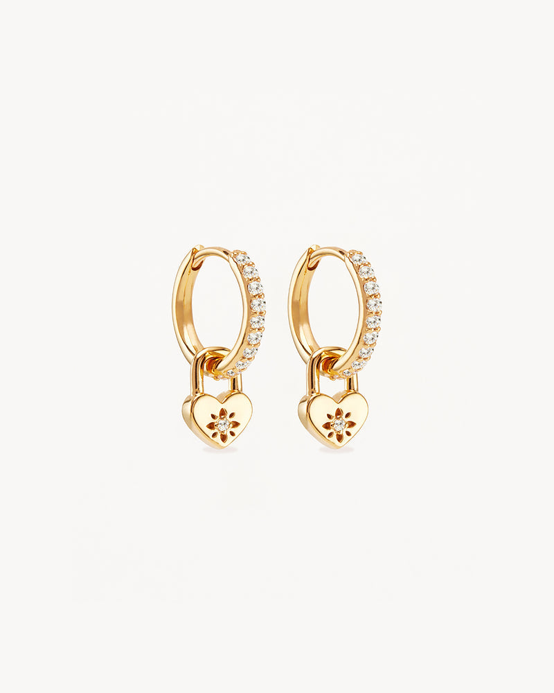 by charlotte - love unlocked heart padlock hoops - gold