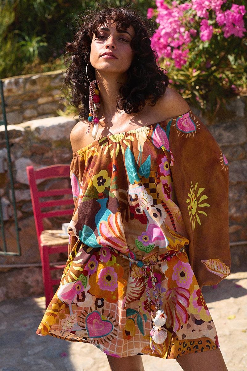 spell - birth of venus tunic dress - caramel