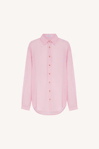 rowie the label - mason silk long sleeve shirt - peony pink