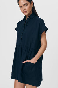rowie the label  - gina linen mini dress - ink