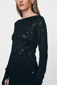 rowie the label - samantha lace top - noir
