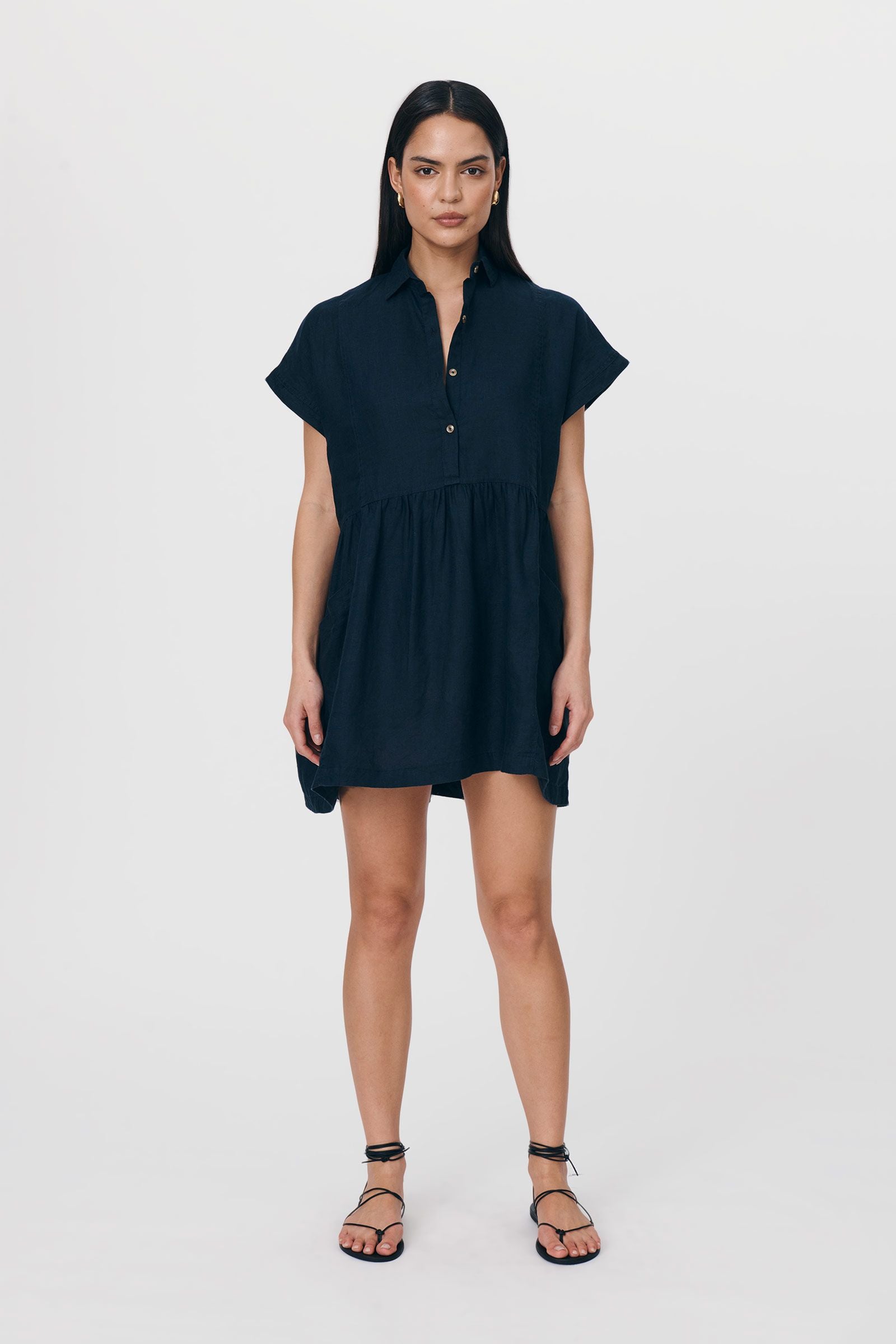 rowie the label  - gina linen mini dress - ink