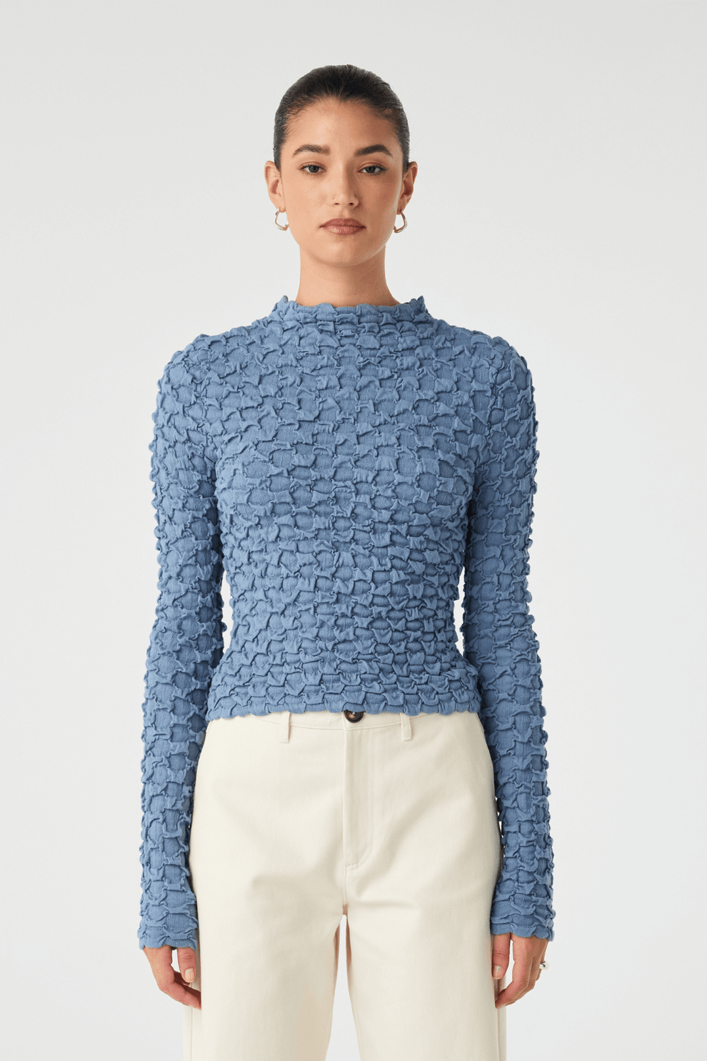 arcaa movement - suvi high neck top - denim blue