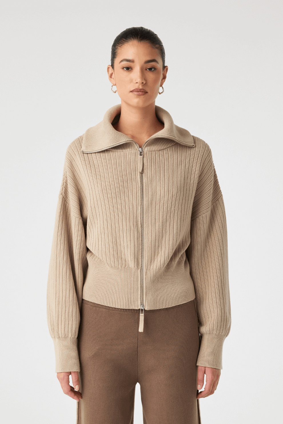 arcaa movement - quincy zip sweater - taupe