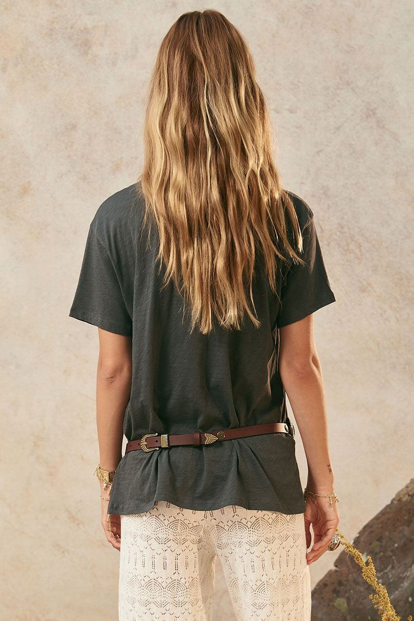spell - elysian biker tee - charcoal