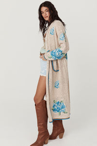 spell - coastal granny maxi cardigan - cornflower