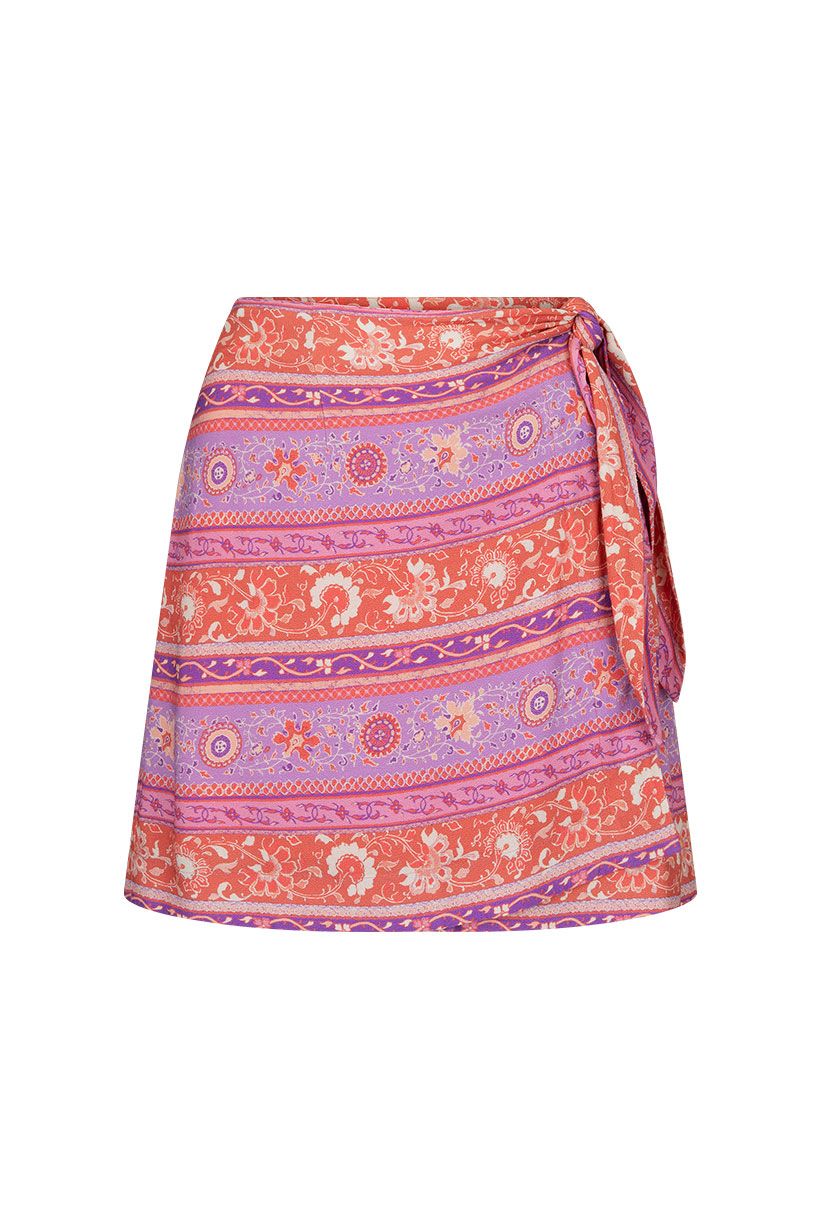 spell - sunshine bandit wrap mini skirt - cayenne