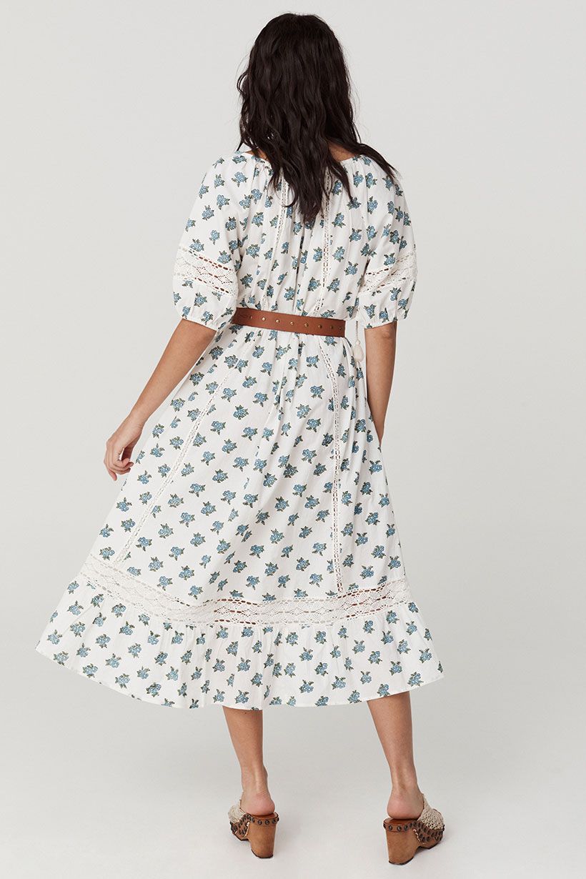 spell - fable block printed midi dress - wild poppy