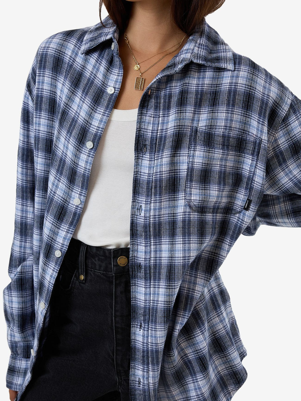 thrills -friendly service flannel shirt - iceberg