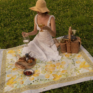 wandering folk - le lemon picnic rug - olive