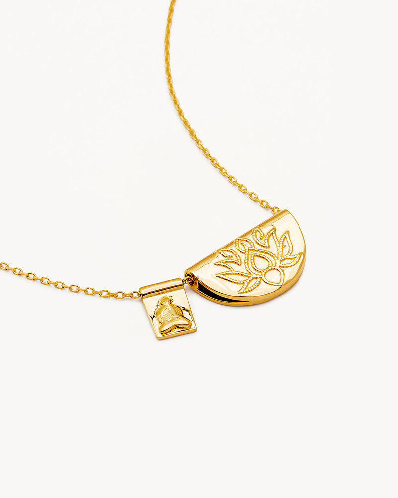 by charlotte - lotus & little buddah necklace - gold