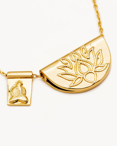by charlotte - lotus & little buddah necklace - gold