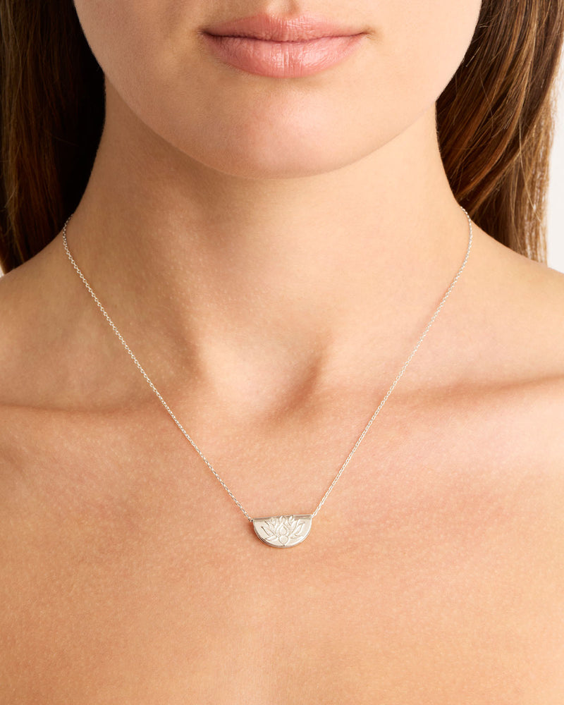 by charlotte - lotus short necklace - silver
