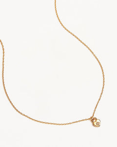 by charlotte - crystal lotus heart padlock necklace - gold