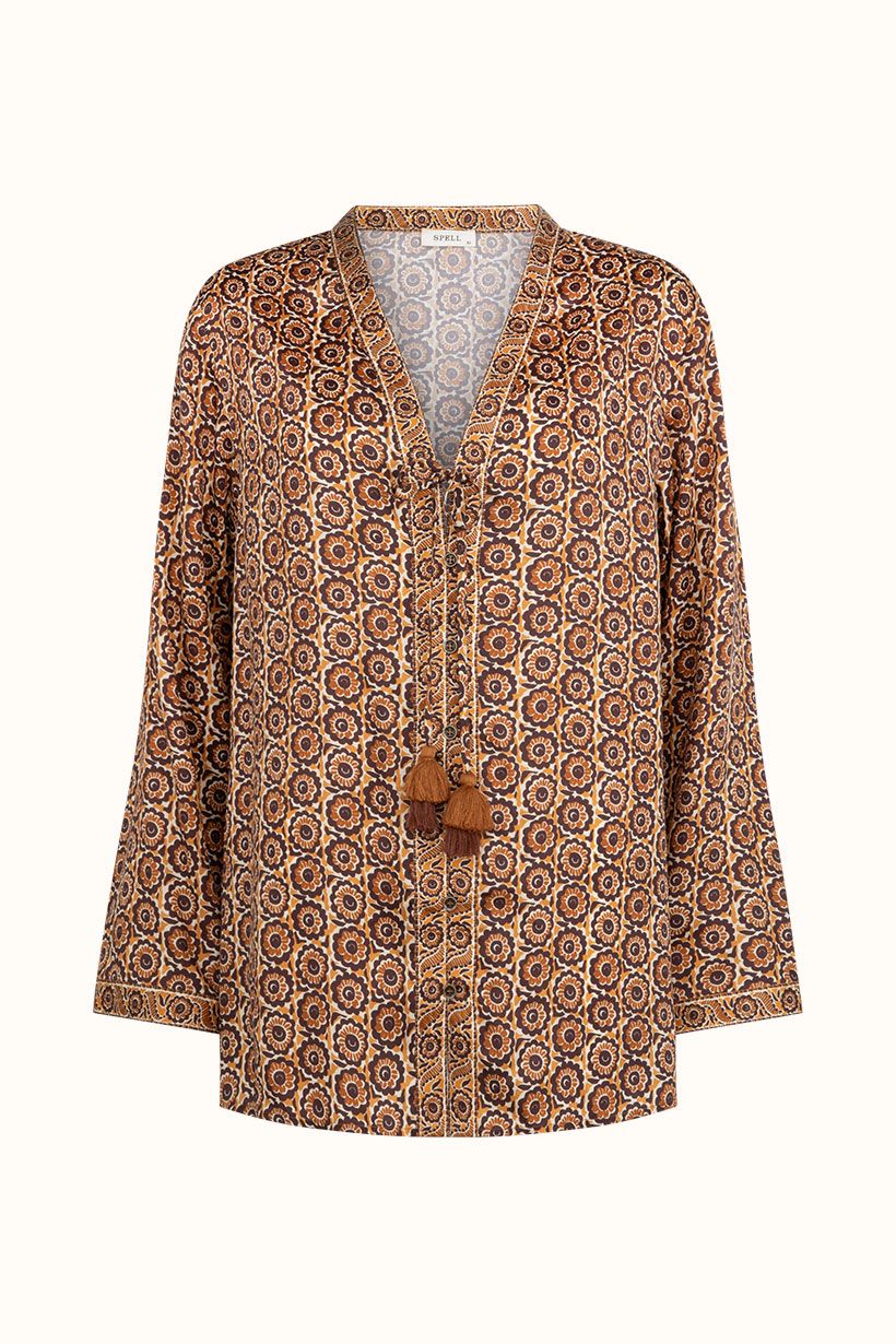 spell - sannah tie blouse - golden ochre