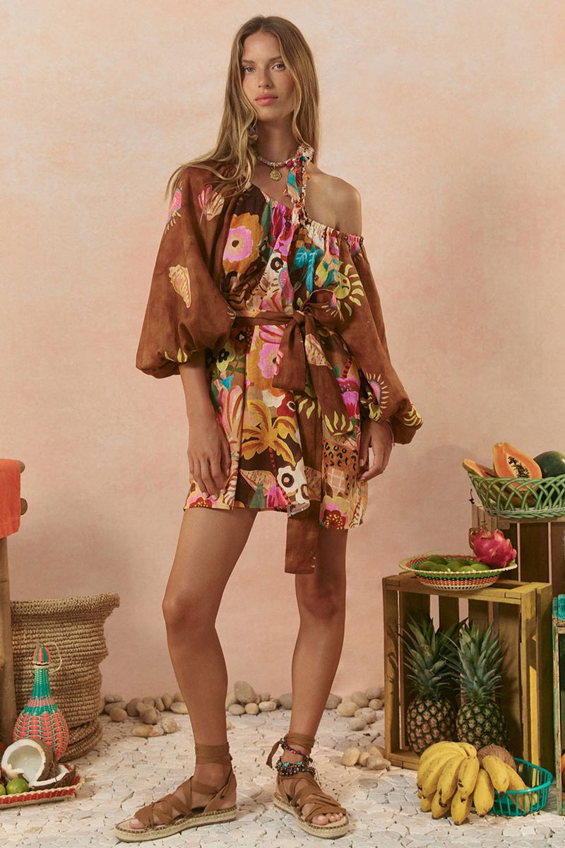 spell - birth of venus tunic dress - caramel