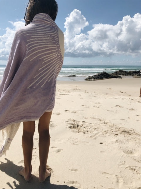 salty shadows - turkish towel - sun - purple