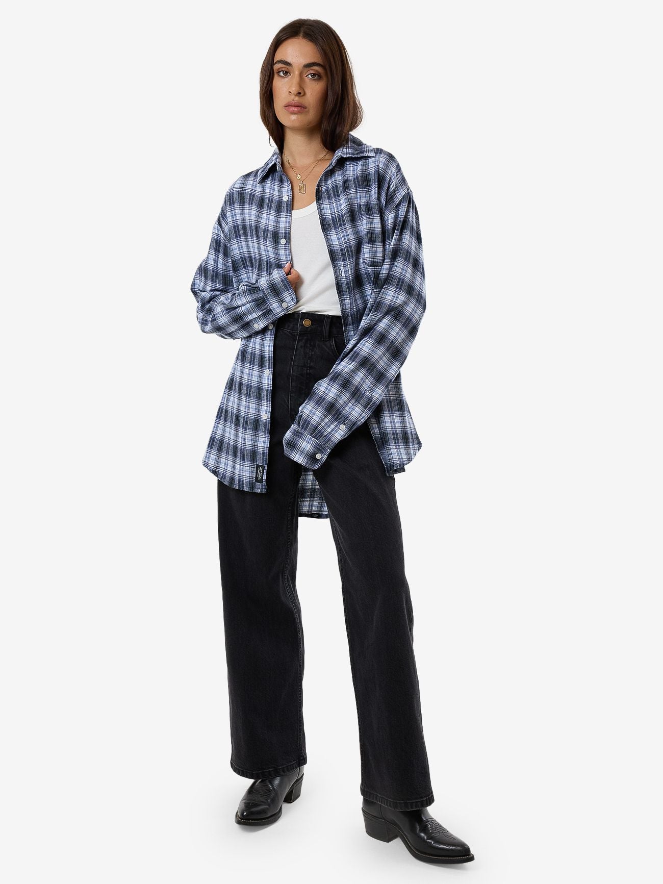 thrills -friendly service flannel shirt - iceberg