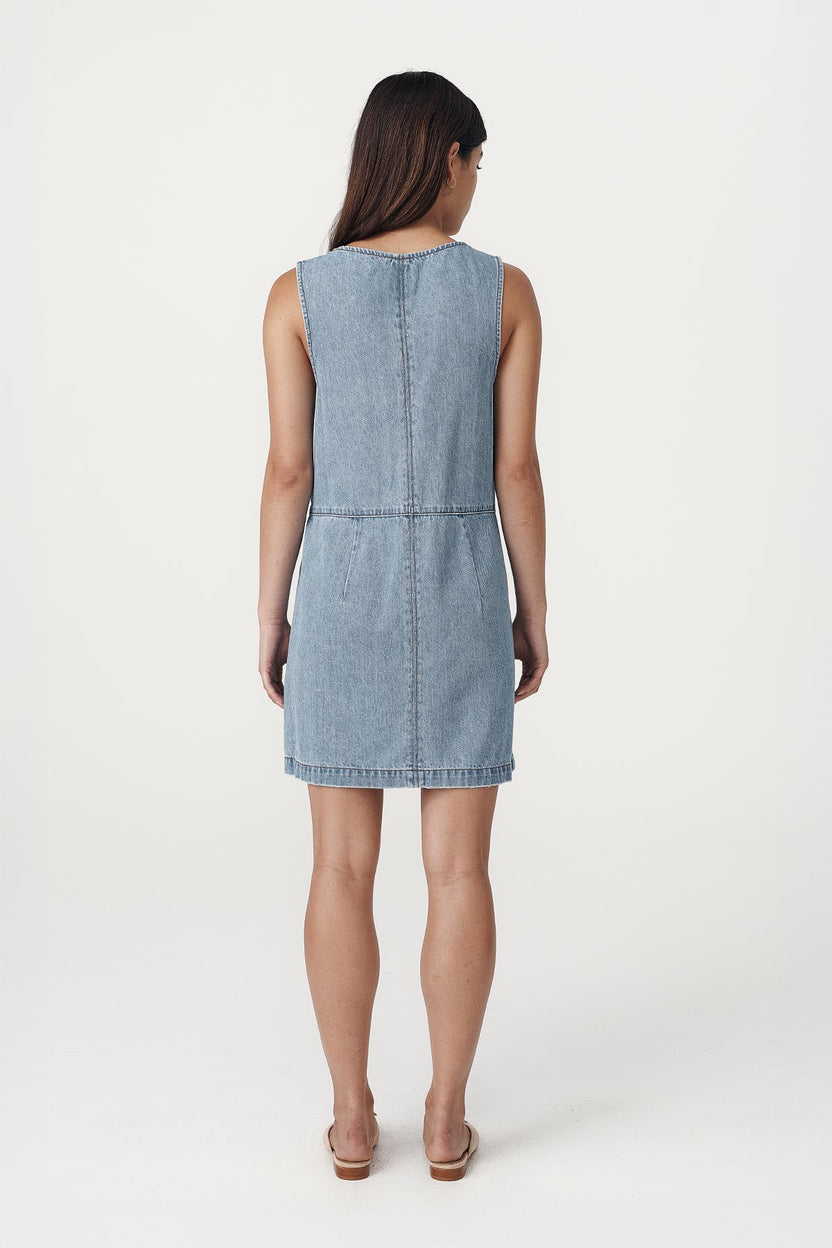 rowie the label - ivy zip mini dress - vintage denim