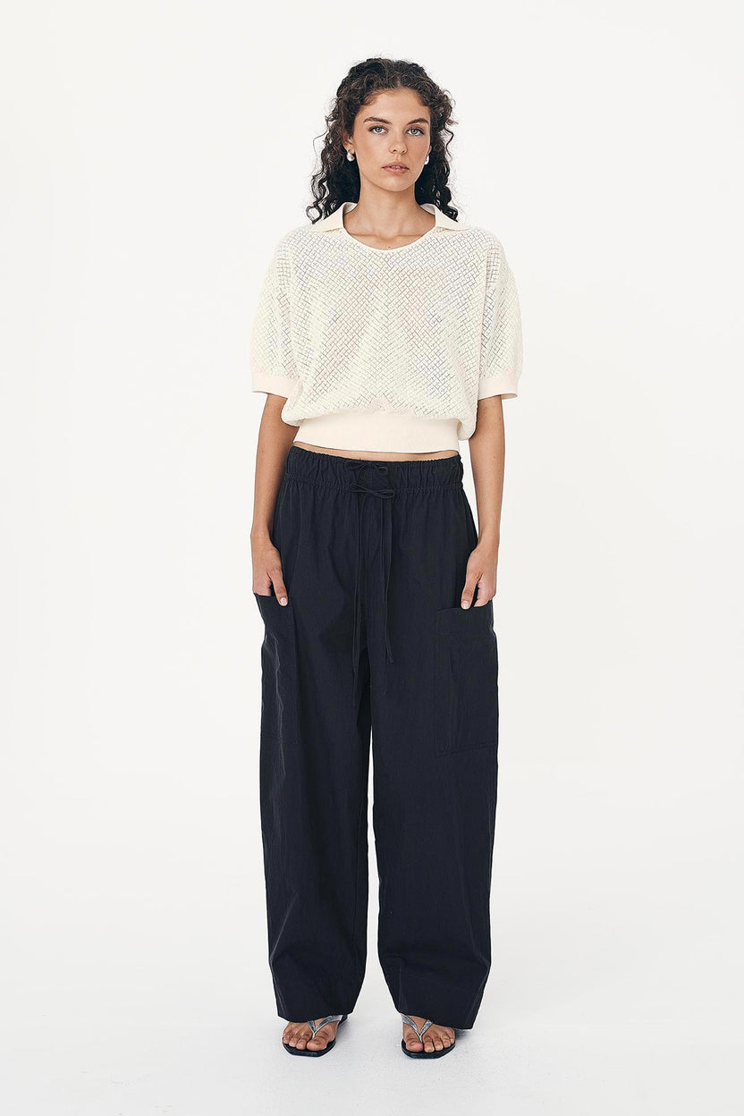 rowie the label - loretta pointelle knit top - bone