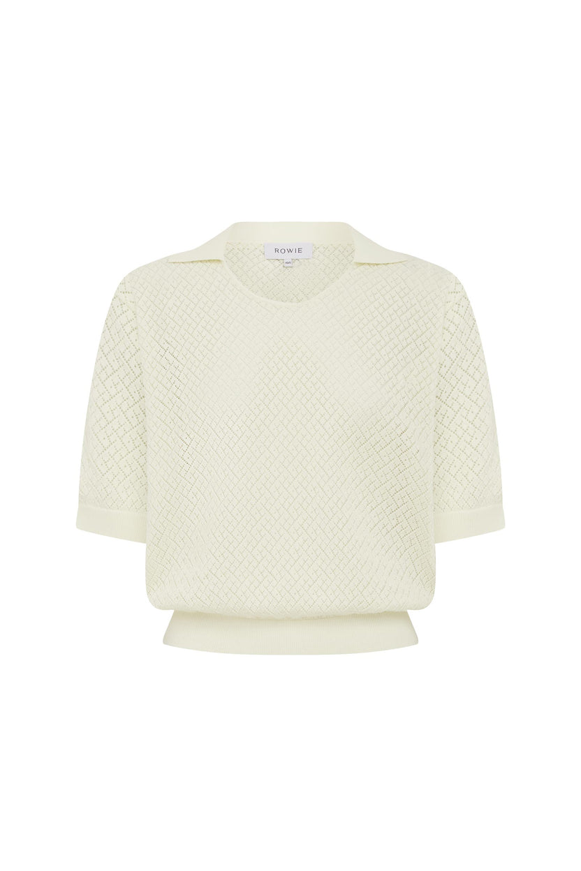 rowie the label - loretta pointelle knit top - bone