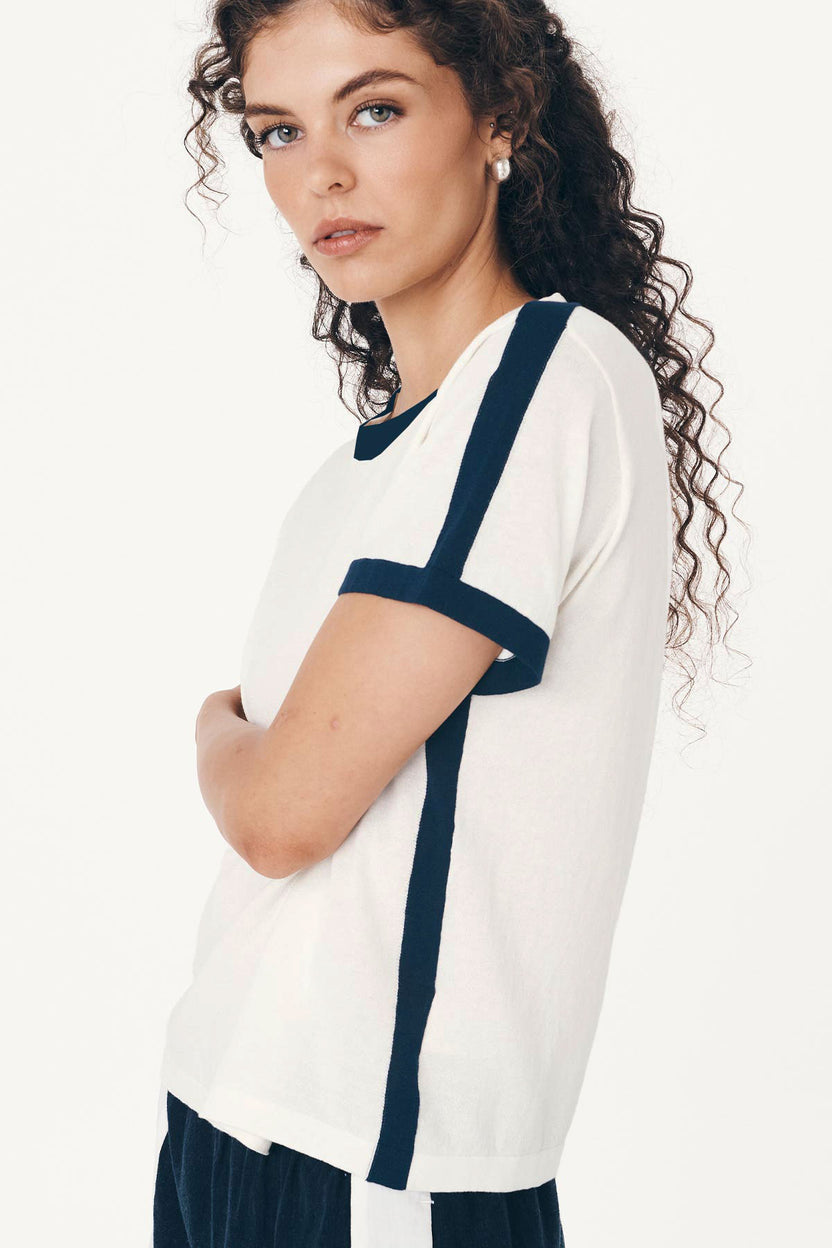 rowie the label - rania contrast knit tee - ink