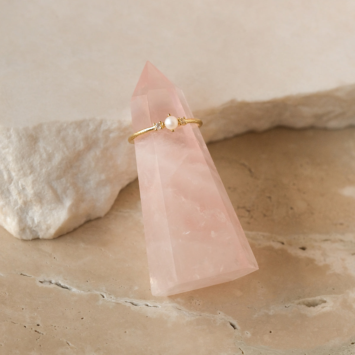 by charlotte - rose quartz crystal ring stand